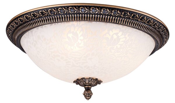 Maytoni Stropní svítidlo Pascal, bronz antický Ø 37 cm sklo/kov, stmívatelný, Bronz / starožitná mosaz, Obývací pokoj / jídelna, Sklo, Venkovský / rustikální