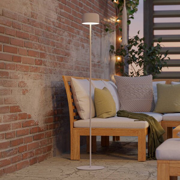 EGLO Solární LED lampa na terasu Roccanova-L, bílá, výška 120 cm, Bílá / opál, kov, Moderní