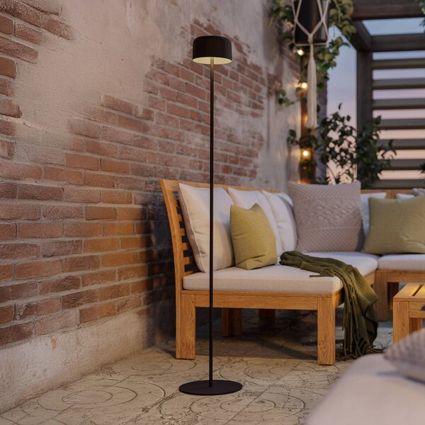 EGLO Solární LED lampa na terasu Roccanova-L, černá, výška 120 cm, Černá, kov, Moderní