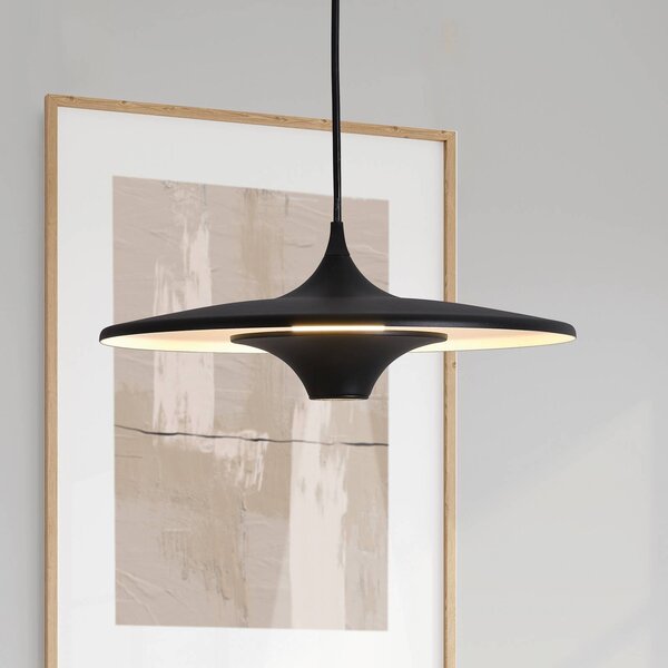 Viokef Závěsné LED světlo Rene, černé, Ø 42 cm, kov, Černá, Obývací pokoj / jídelna, kov, Moderní