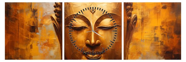 Obraz - Buddha, olejomalba (s hodinami) (90x30 cm)