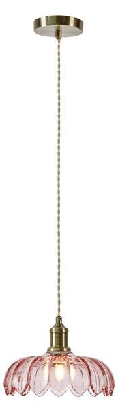 Markslöjd Závěsné světlo Kurage, starý mosaz/růžová, sklo, Ø 26 cm, E27, stmívatelný, Fialová / růžová / barva růže, Kuchyň, Sklo