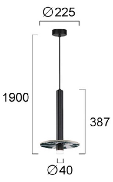 Viokef Závěsné světlo LED Leandros, černá, Ø 40 cm, umělý kámen/kov, Černá, Obývací pokoj / jídelna, kov