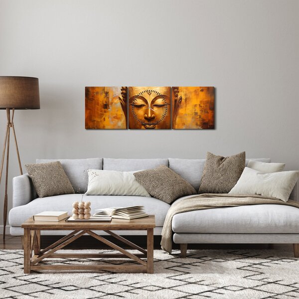 Obraz - Buddha, olejomalba (s hodinami) (90x30 cm)