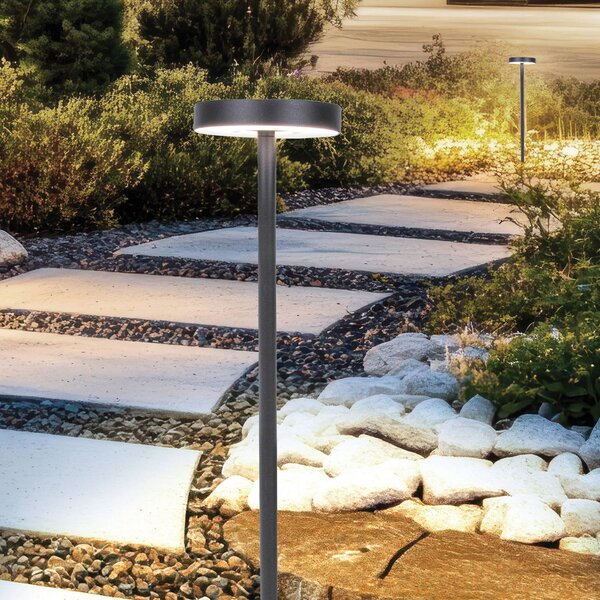 Viokef LED lampa s podstavcem Tango tmavě šedá Výška 50 cm Kov, zemní hrot, Černá, Hliník, Moderní, Venkovní bodové svítidlo / zabodnuté do země