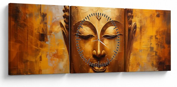 Obraz - Buddha, olejomalba (s hodinami) (90x30 cm)