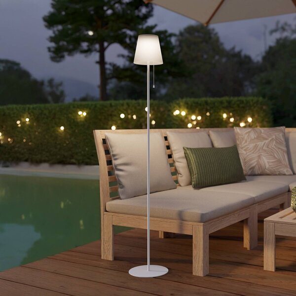 EGLO Solární LED lampa na terasu Scordiano-L, bílá, výška 120 cm, Bílá / opál, kov, Moderní