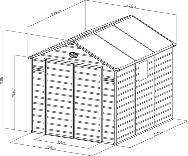 G21 Zahradní domek G21 Boston 670 - 241 x 278 cm, plastový, šedý G21-6390074