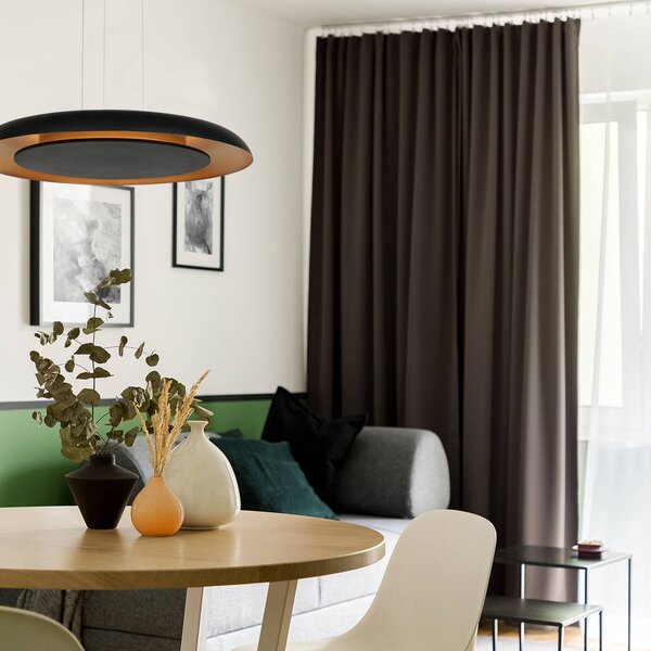 Steinhauer Závěsné světlo LED Golden Veil, černé/zlaté, stmívatelné, kovové, stmívatelný, Černá, Obývací pokoj / jídelna, kov, Moderní