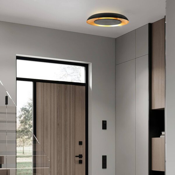 Steinhauer LED stropní svítidlo Golden Veil, černé/zlaté, stmívatelné, kovové, stmívatelný, Černá, Obývací pokoj / jídelna, kov, Moderní