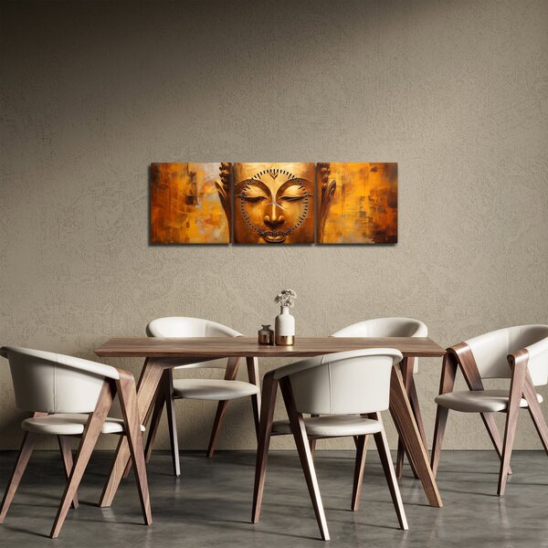 Obraz - Buddha, olejomalba (s hodinami) (90x30 cm)