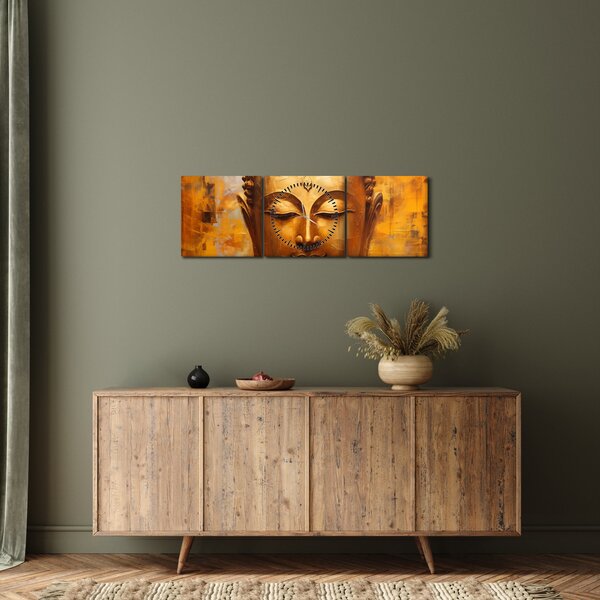 Obraz - Buddha, olejomalba (s hodinami) (90x30 cm)