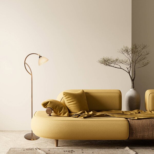 Steinhauer Stojací lampa Anthea, bronzová, krémová, kov, sklo, E27, Bronz / starožitná mosaz, Obývací pokoj / jídelna, kov