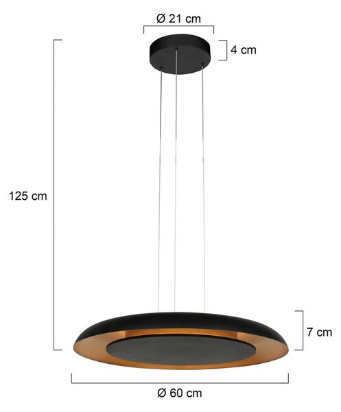Steinhauer Závěsné světlo LED Golden Veil, černé/zlaté, stmívatelné, kovové, stmívatelný, Černá, Obývací pokoj / jídelna, kov, Moderní