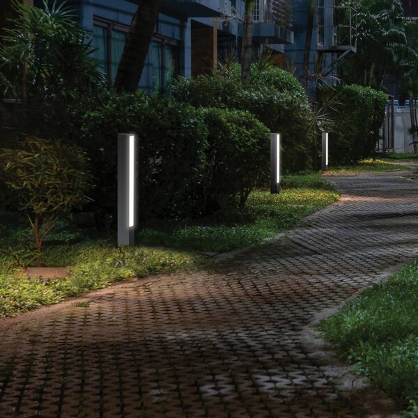 Viokef LED podlahová lampa Lir, výška 60 cm, tmavě šedý kov, Černá, Hliník, Moderní