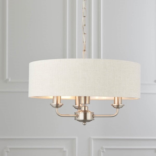 Endon 94361 - Lustr na řetězu HIGHCLERE 3xE14/40W/230V béžová/matný chrom
