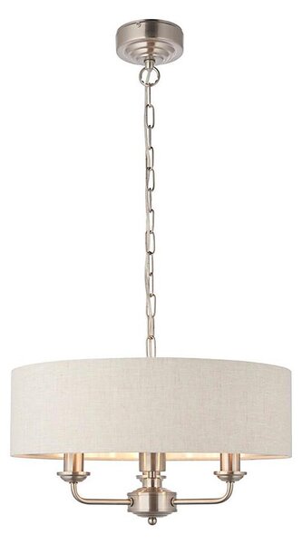 Endon 94361 - Lustr na řetězu HIGHCLERE 3xE14/40W/230V béžová/matný chrom