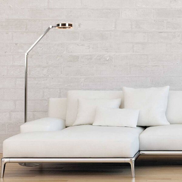 Steinhauer LED stojací lampa Ringlux ocelová barva, kov, 2 700 K, stmívač, stmívatelný, Hliník / šedá / zinek, Obývací pokoj / jídelna, kov, Moderní