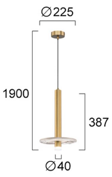 Viokef Závěsné světlo LED Leandros zlatá barva Ø 40 cm umělý kámen/kov, Mosaz / zlato, Obývací pokoj / jídelna, kov