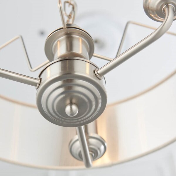 Endon 94361 - Lustr na řetězu HIGHCLERE 3xE14/40W/230V béžová/matný chrom