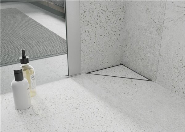Trojúhelníkový rohový sprchový žlab MEXEN FLAT 2v1 - 20 cm, 1010320