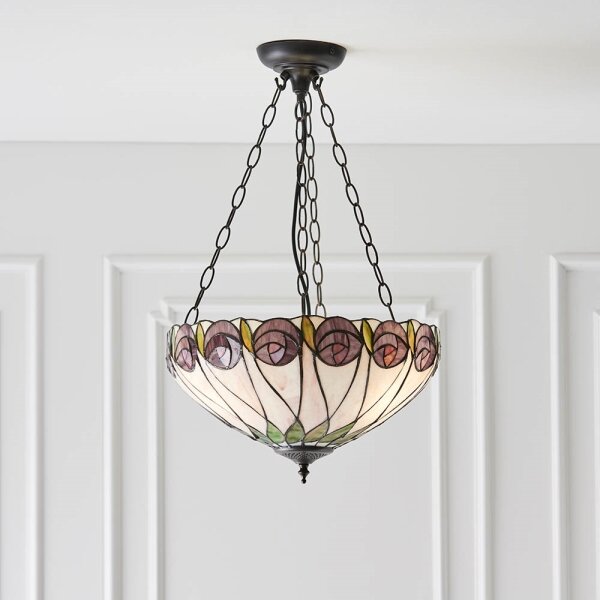 Endon 64175 - Lustr na řetězu Tiffany HUTCHINSON 3xE27/60W/230V pr. 40 cm