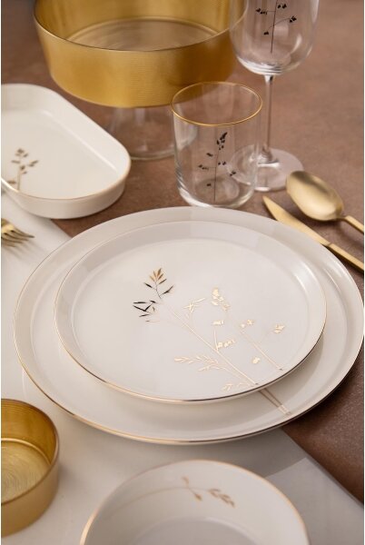 Jídelní sada 27 ks bílá/zlatá/porcelán
