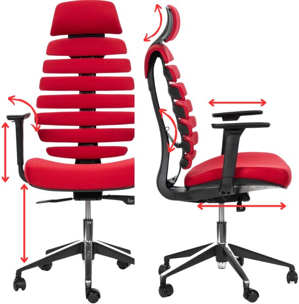 MERCURY Ergonomická kancelářská židle LOMAX - červená látka / nosnost 150 kg