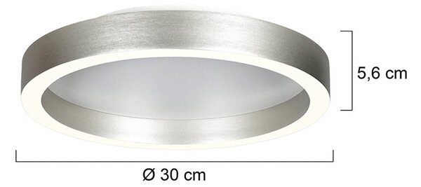 Steinhauer LED stropní svítidlo Ringlux ocelově šedé, Ø 30 cm, kov, 2 700 K, stmívatelný, Hliník / šedá / zinek, Obývací pokoj / jídelna, kov, Moderní
