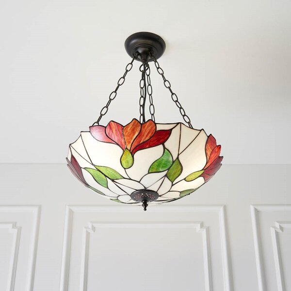 Endon 70946 - Lustr na řetězu Tiffany BOTANICA 3xE27/60W/230V pr. 45 cm
