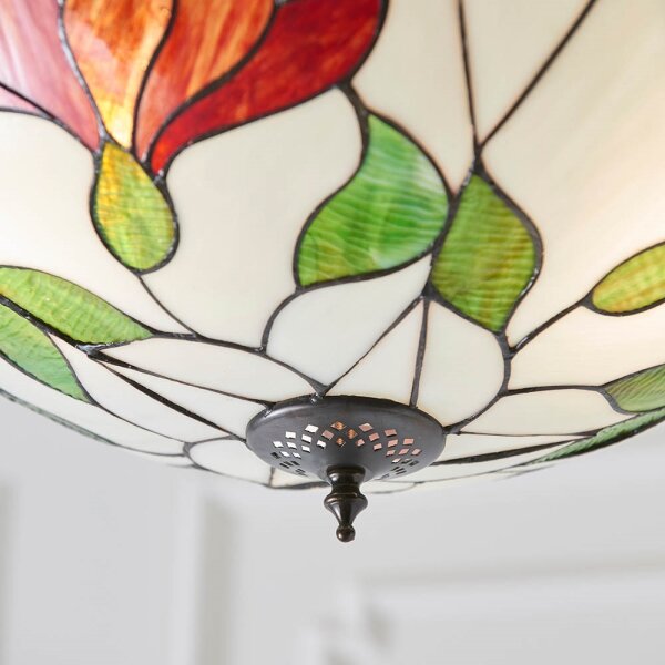 Endon 70946 - Lustr na řetězu Tiffany BOTANICA 3xE27/60W/230V pr. 45 cm