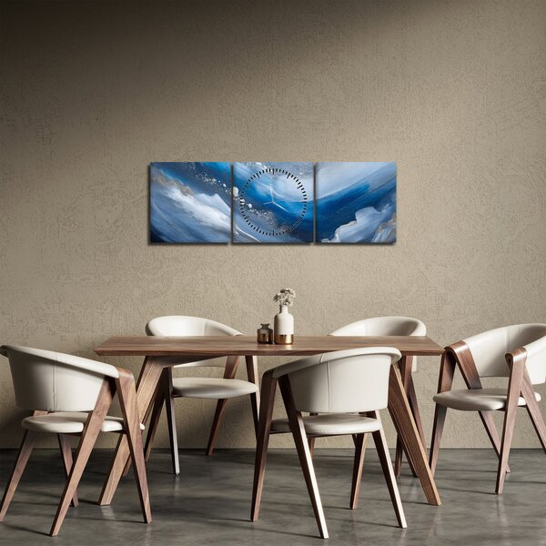 Obraz - Abstrakce oceánu (s hodinami) (90x30 cm)
