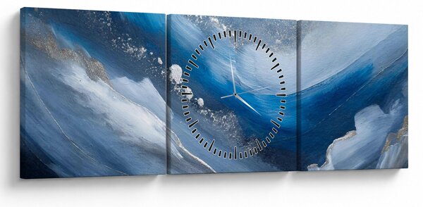 Obraz - Abstrakce oceánu (s hodinami) (90x30 cm)