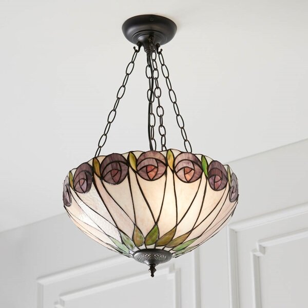 Endon 64175 - Lustr na řetězu Tiffany HUTCHINSON 3xE27/60W/230V pr. 40 cm
