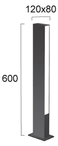Viokef LED podlahová lampa Lir, výška 60 cm, tmavě šedý kov, 2 svítidla., Černá, Hliník, Moderní