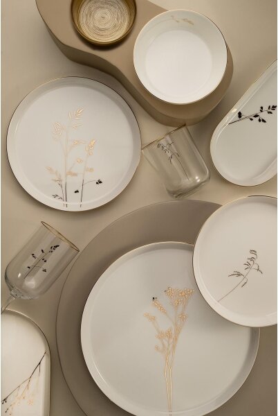Jídelní sada 27 ks bílá/zlatá/porcelán