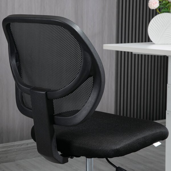 Ergonomická kancelářská židle Vinsetto s vysokým sedákem, síťovaný opěrák, nastavitelná výška 50-70 cm, otočný podnožník 360°, černá | Aosom