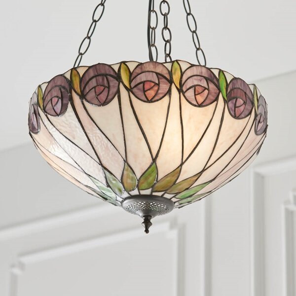 Endon 64175 - Lustr na řetězu Tiffany HUTCHINSON 3xE27/60W/230V pr. 40 cm