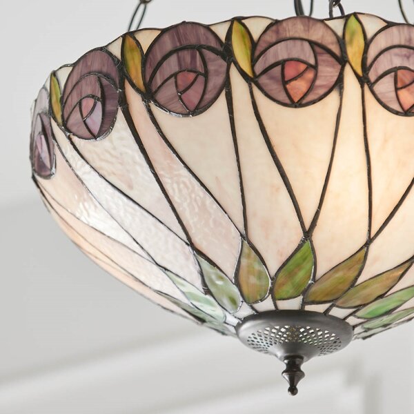 Endon 64175 - Lustr na řetězu Tiffany HUTCHINSON 3xE27/60W/230V pr. 40 cm