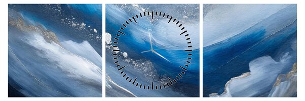 Obraz - Abstrakce oceánu (s hodinami) (90x30 cm)