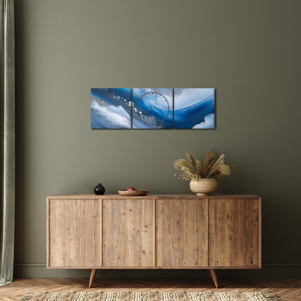 Obraz - Abstrakce oceánu (s hodinami) (90x30 cm)