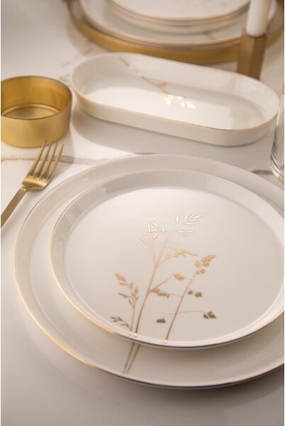 Jídelní sada 27 ks bílá/zlatá/porcelán