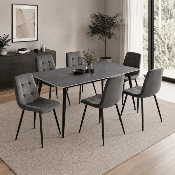 Jídelní židle sametová, šedá CT-V5081 GREY4