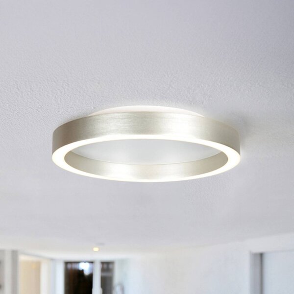 Steinhauer LED stropní svítidlo Ringlux ocelově šedé, Ø 30 cm, kov, 2 700 K, stmívatelný, Hliník / šedá / zinek, Obývací pokoj / jídelna, kov, Moderní