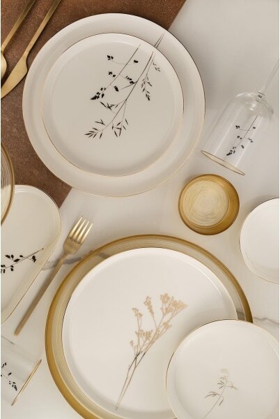 Jídelní sada 27 ks bílá/zlatá/porcelán