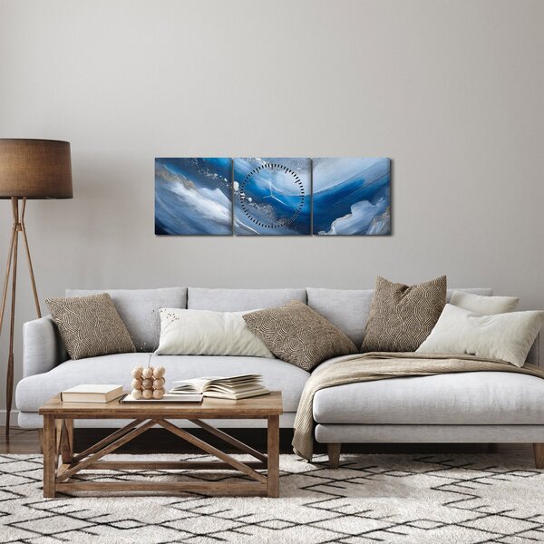 Obraz - Abstrakce oceánu (s hodinami) (90x30 cm)