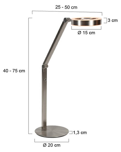 Steinhauer LED stolní lampa Ringlux, ocelová barva, kov, 2 700 K, stmívač, stmívatelný, Hliník / šedá / zinek, Obývací pokoj / jídelna, kov, Moderní, Stolní lampa