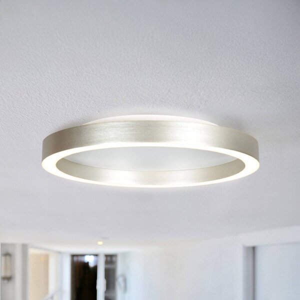 Steinhauer LED stropní svítidlo Ringlux, ocelově šedé, Ø 40 cm, kov, 2 700 K, stmívatelný, Hliník / šedá / zinek, Obývací pokoj / jídelna, kov, Moderní