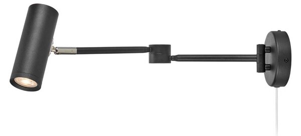 Markslöjd LED nástěnné světlo Arlo, černé, zástrčka, délka 55 cm, stmívatelné., stmívatelný, Černá, Chodba, kov, Moderní