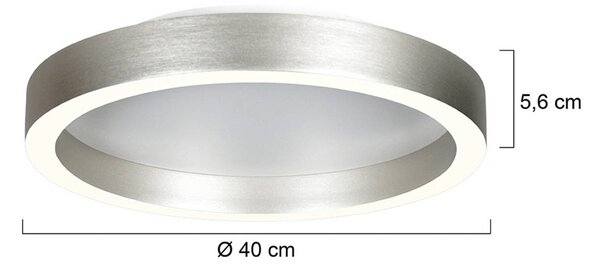 Steinhauer LED stropní svítidlo Ringlux, ocelově šedé, Ø 40 cm, kov, 2 700 K, stmívatelný, Hliník / šedá / zinek, Obývací pokoj / jídelna, kov, Moderní